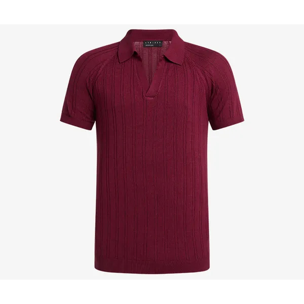 Signature Premium Cable Knit Polo - Merlot