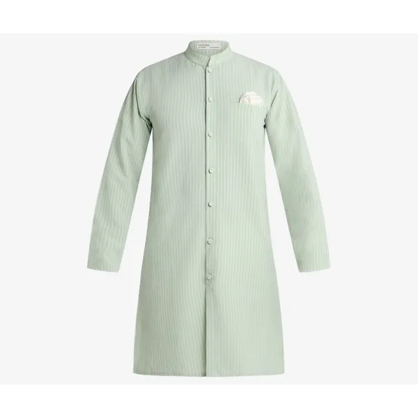 MAHAL Mint Julep Striped Sherwani W/ Pocket Square