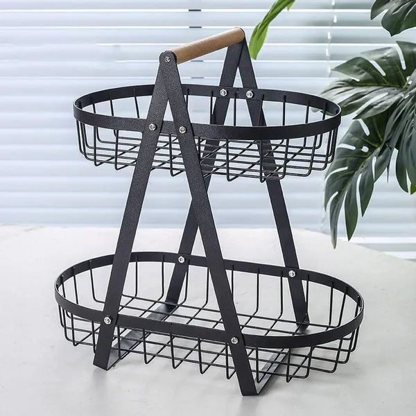 2 layer Oval Iron Fruit Basket