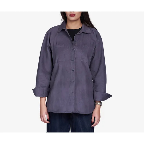 Strides Grey Oversized Corduroy Shirt