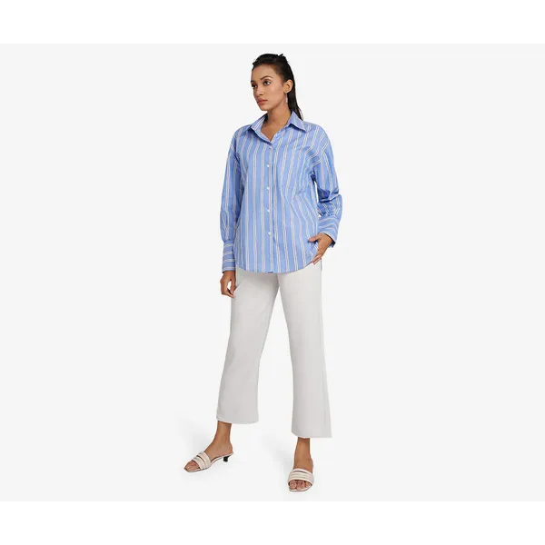 Blue Striped Relaxed Formal Shirt