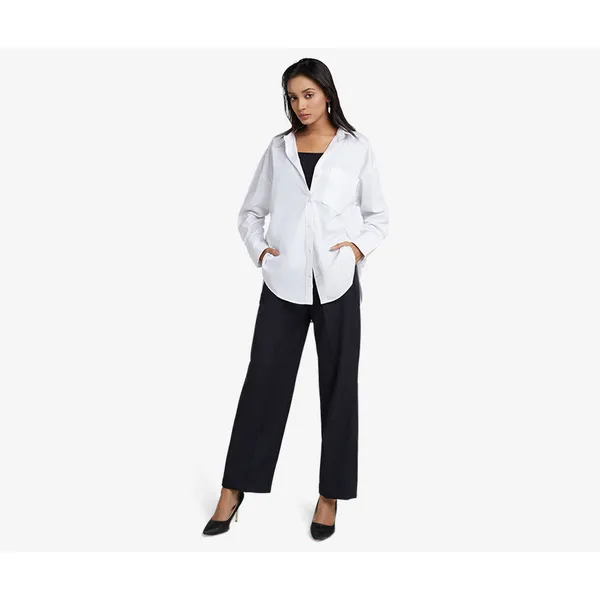 White Poplin Shirt W/ Pockets