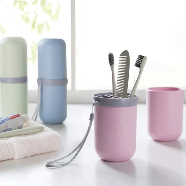Round Portable Toothpaste and Brush Holder