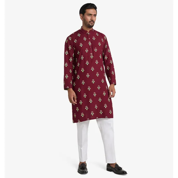 MAHAL Exclusive Aster Flora Ruby Printed Panjabi