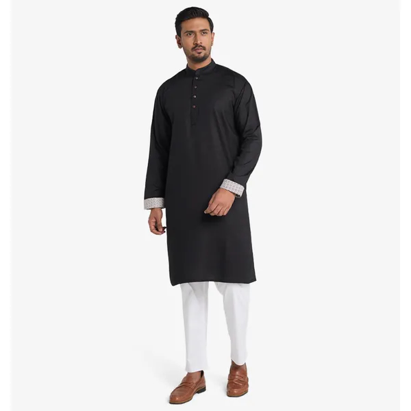 MAHAL Black Titan Geometric Panjabi