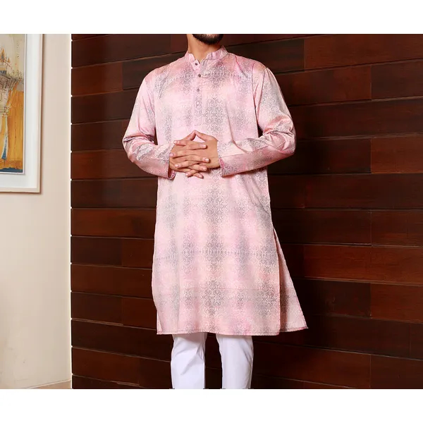 MAHAL Pink Cybernova Printed Panjabi