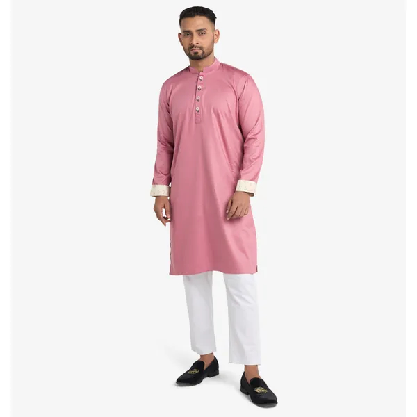 MAHAL Raspberry Bloom Hand-Embroidered Panjabi