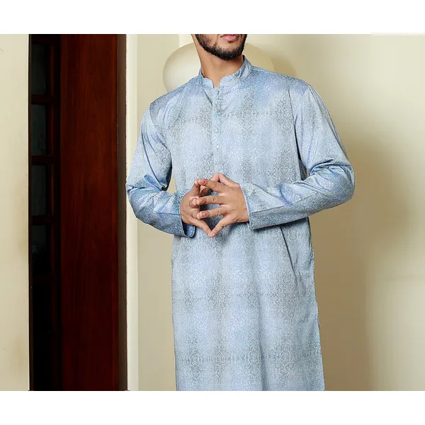 MAHAL Blue Cybernova Printed Panjabi