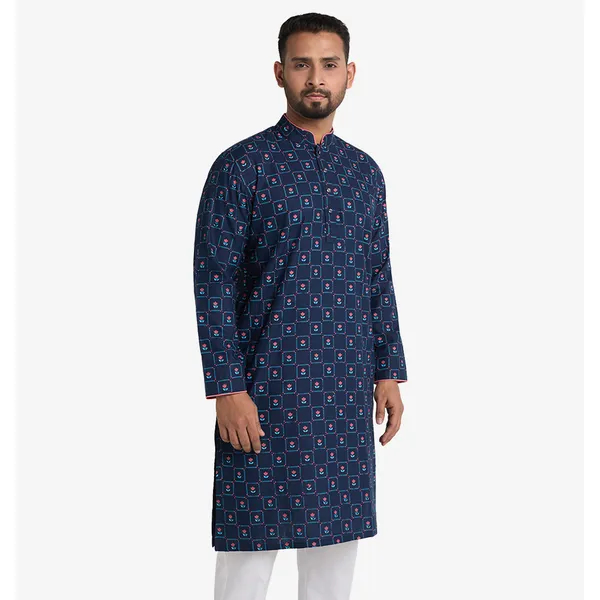 MAHAL Exclusive Neon Tulip Navy Panjabi