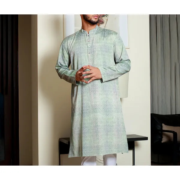 MAHAL Green Cybernova Printed Panjabi