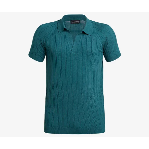 Signature Premium Cable Knit Polo - Turquoise