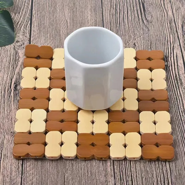 Square Hard Bamboo Heat Proof Mat